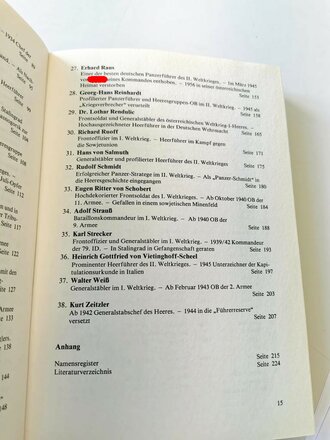 "Die Generalobersten des Heeres - Inhaber höchster deutscher Kommandostellen 1933-1945", 224 Seiten, gebraucht, DIN A5