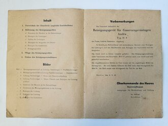 Reinigungsgerät für Gaserzeugeranlagen "Andra Typ H8" der Wehrmacht. Kompletter Satz in zugehörigem Transportkasten, mit "Einbau- und Bedienungsanweisung und Ersatzteilliste von 1944"  Gebraucht.