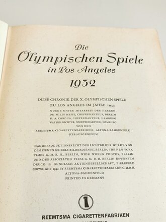 Sammelbilderalbum "Olympia 1932" - herausgegeben von den Reemtsma Cigarettenfabriken Altona-Bahrenfeld, 145 Seiten, komplett