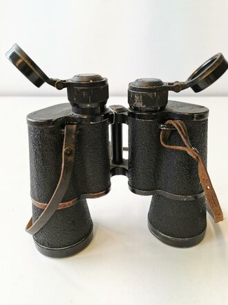 Kriegsmarine Dienstglas 7 x 50 mit seitlich wegklappbaren Okularmuscheln, Hersteller bmk ( Srb & Stys, Prag ) Klare Durchsicht, guter Gesamtzustand