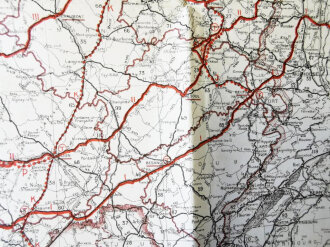 Durchgangsstraßen (Dg.Str.) im Armeegebiet, Übersichtskarte Frankreich um Paris, Stand 1.9.1941, Maße 60 x 72 xm