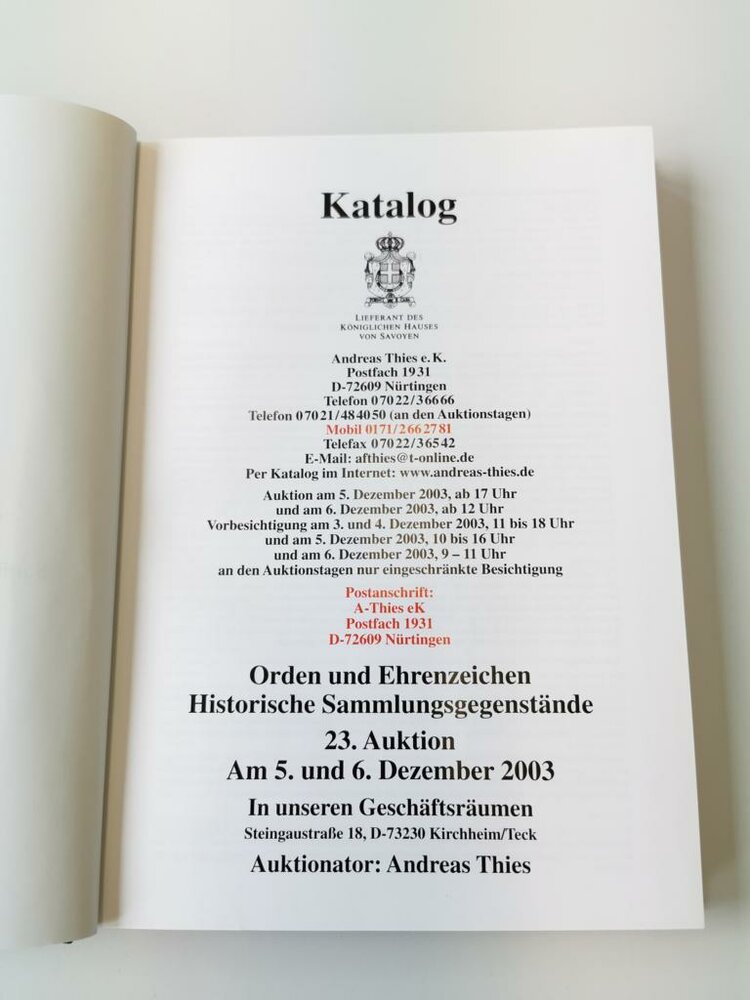 Andreas Thies 23 Auktion Orden Und Ehrenzeichen Sammlung F Bart 30 00