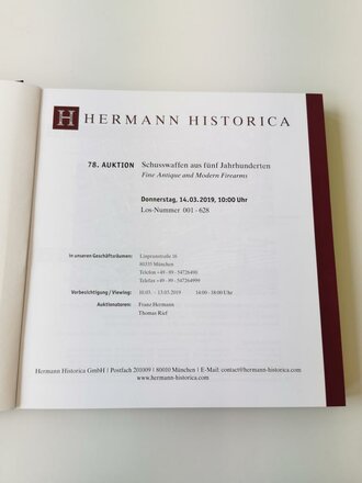 "Hermann Historica 78. Auktion" - Schusswaffen aus fünf Jahrhunderten, 402 Seiten, gebraucht, DIN A5