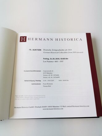 "Hermann Historica 79. Auktion" - Deutsche Zeitgeschichte - Orden, Militaria und Historica ab 1919, 400 Seiten, gebraucht, DIN A5