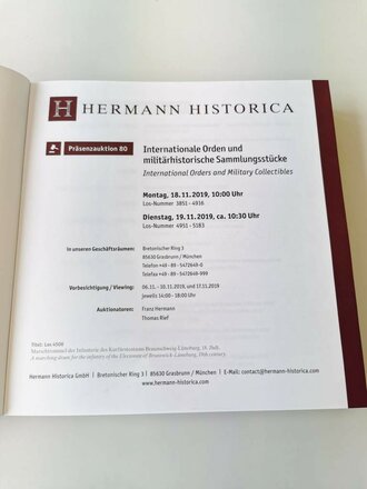"Hermann Historica 80. Auktion" - Internationale Orden & militärhistorische Sammlungsstücke, 680 Seiten, gebraucht, DIN A5