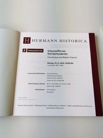 "Hermann Historica 80. Auktion" - Schusswaffen aus fünf Jahrhunderten, 221 Seiten, gebraucht, DIN A5