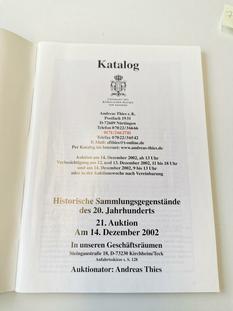Andreas Thies 21 Auktion 14 Dezember 02 128 Seiten Gebraucht 38