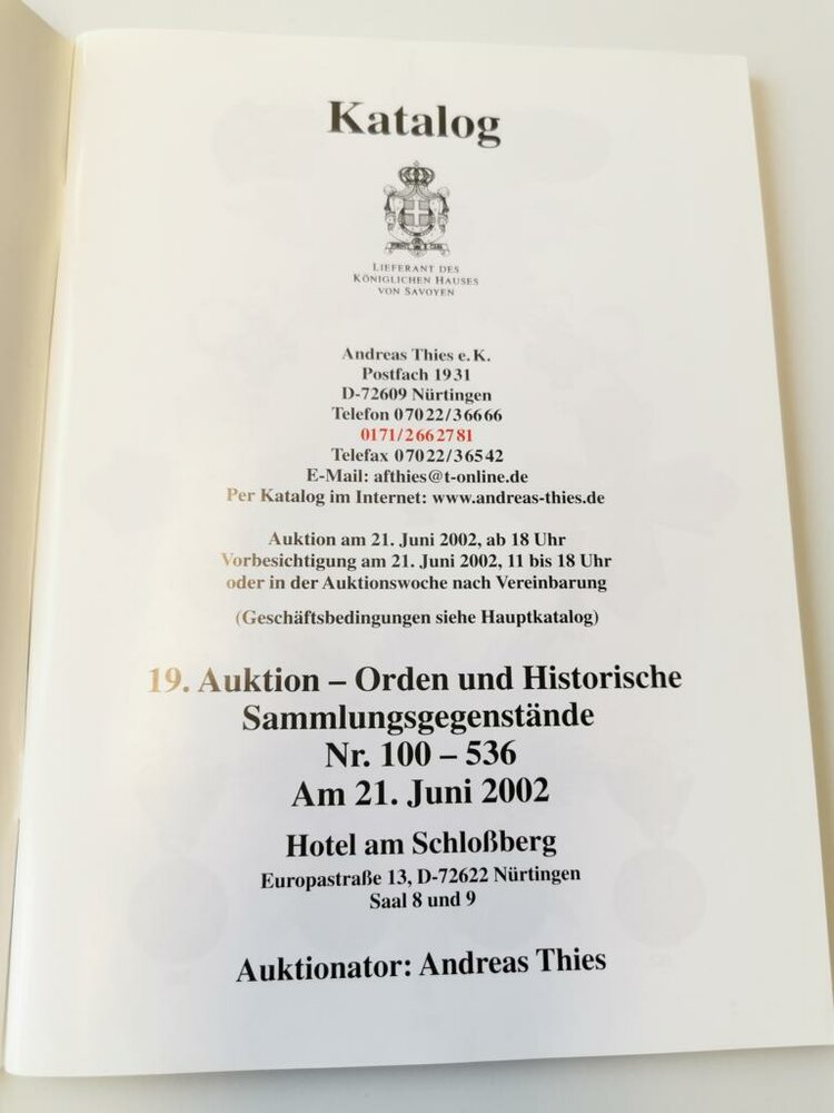 Andreas Thies 19 Auktion 21 Juni 02 104 Seiten Gebraucht Di 10 00