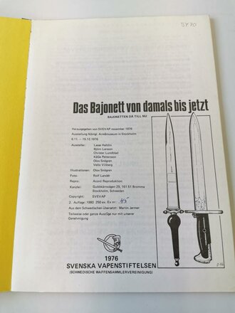 "Das Bajonett von damals bis jetzt", 34 Seiten, gebraucht, DIN A4