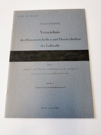 Reproduktion von "Verzeichnis der Dienstvorschriften...