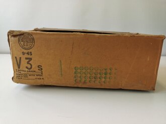 U.S. 1945 dated cardboard box for canned potatoes, used