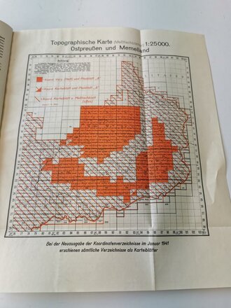 "Anweisung für die Ermittlung der Schießgrundlagen aus den Karten und Festpunktverzeichnissen in den Ost- und Südostgebieten Vademecum Ost " datiert 1941, DIN A4, 89 Seiten