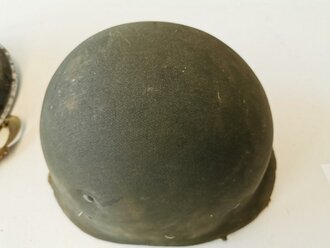 U.S.WWII fix bail helmet with early papercloth Hawley liner. Uncleaned set