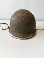 U.S.WWII fix bail helmet with early papercloth Hawley liner. Uncleaned set