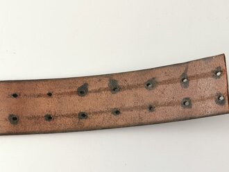 Zweidornkoppel für Angehörige von Parteiverbänden mit RZM Markierung, dunkelbraunes Leder, gekürzt, Gesamtlänge 111cm