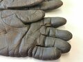 Paar gefütterte Lederhandschuhe Wehrmacht, getragenes Paar, Eigentumstücke