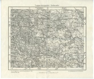 Heereskarte Truppenübungsplatz Grafenwöhr, datiert 1935/1937, 25cmx21cm