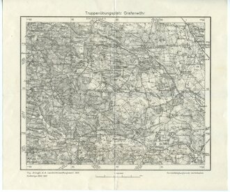 Heereskarte Truppenübungsplatz Grafenwöhr, datiert 1935/1937, 25cmx21cm