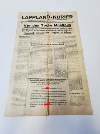 Lappland-Kurier, Zeitung für die deutschen Soldaten in Nordfinnland, Nr. 40, datiert 17.10.1941