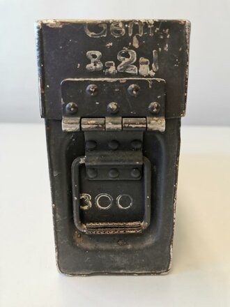 Gurtkasten Wehrmacht für MG Munitionsgurt, Leichtmetall, Originallack, datiert 1941