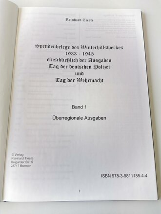 "Tagungs- und Veranstaltungsabzeichen 1930-1945" - 5. Auflage Band 1 A - K, 543 Seiten, gebraucht, DIN A4