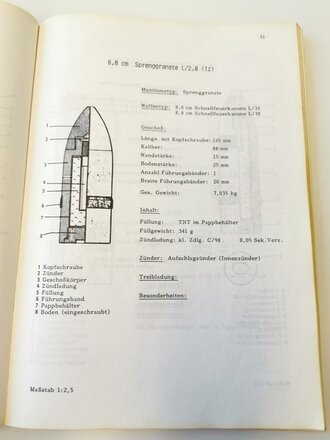 "Deutsche Artillerie- und Minenwerfermunition 1914-1918", 188 Seiten, gebraucht, DIN A4