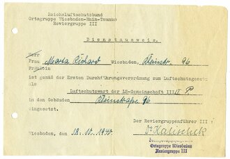 Dienstausweis "Luftschutzwart der LS-Gemeinschaft III" DIN A5