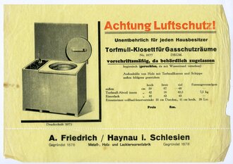 Werbeblatt "Achtung Luftschutz - Torfmull-Klosett...