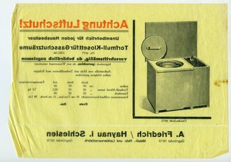 Werbeblatt "Achtung Luftschutz - Torfmull-Klosett für Gasschutzräume", DIN A5