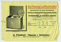 Werbeblatt "Achtung Luftschutz - Torfmull-Klosett für Gasschutzräume", DIN A5