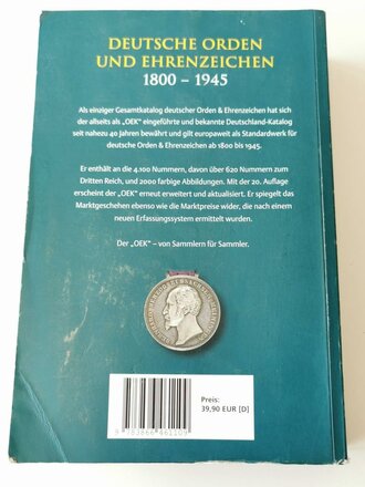 "Deutsche Orden und Ehrenzeichen 1800-1945", 999 Seiten, gebraucht, DIN A5