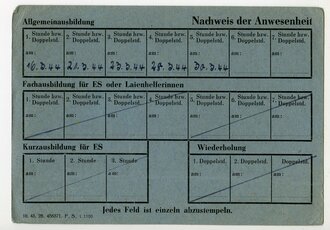 Bescheinigung über die Teilnahme an Luftschutzlehrgängen Thürnigen, datiert 1944