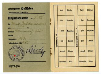 Reichsluftschutzbund Iserlohn, Mitgliedsausweis Nr. 3815, datiert 1936