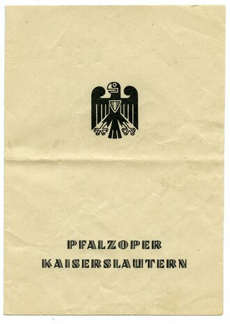 Programmblatt Pfalzoper Kaiserslautern, "Manon Lescaut", DIN A6, Luftschutzhinweis