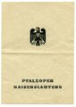 Programmblatt Pfalzoper Kaiserslautern, "Manon Lescaut", DIN A6, Luftschutzhinweis