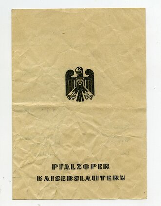Programmblatt Pfalzoper Kaiserslautern, "Fliegender...
