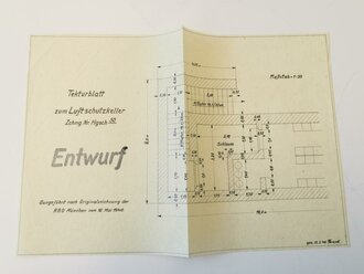 Entwurf Tekturblatt zum Luftschutzkeller, gefaltet, DIN...