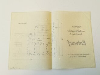 Entwurf Tekturblatt zum Luftschutzkeller, gefaltet, DIN A4 + DIN A3