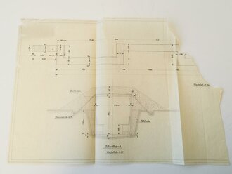 Entwurf Tekturblatt zum Luftschutzkeller, gefaltet, DIN A4 + DIN A3