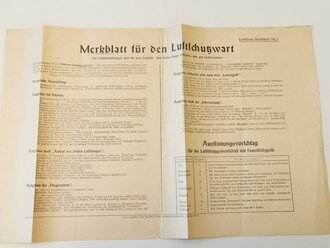 Merkblatt für den Luftschutzwart, 30 x 46 cm