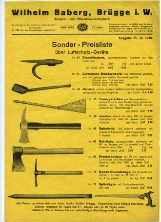 Werbeblatt "Sonder-Preisliste über...