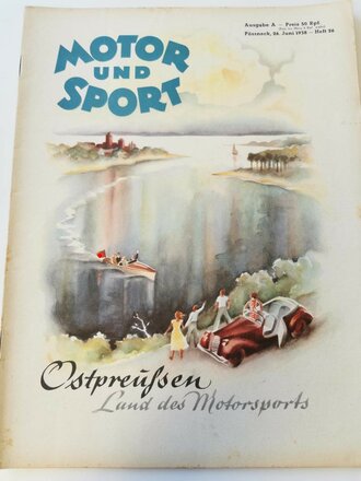 "Motor und Sport" - Ostpreußen Land des Motorsports 26. Juni 1938 - Heft 26, 50 Seiten, gebraucht, DIN A4