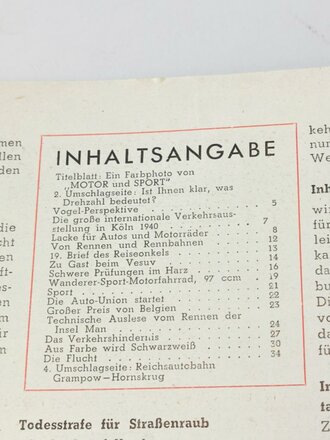 "Motor und Sport" - 3. Juli 1938 - Heft 27 - Lack und Emaille, 54 Seiten, gebraucht, DIN A4