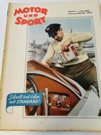 "Motor und Sport" - 22 Mai 1938 - Heft 21 - Schnell und sicher mit Standard, 54 Seiten, gebraucht, DIN A4