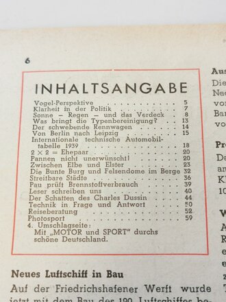 "Motor und Sport" - 2 April 1939 - Heft 14 - Österliche Fahrt auf gepflegten Strassen durch schöne Sachsen, 58 Seiten, gebraucht, DIN A4
