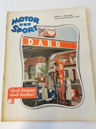 "Motor und Sport" - 20 November 1938 - Überall Standard überall dienstbereit! - Heft 47, 50 Seiten, gebraucht, DIN A4