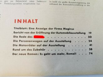 "Motor und Sport" - 28 Februar 1937 - 2. Ausstellungsheft - Heft 9, 100 Seiten, gebraucht, DIN A4