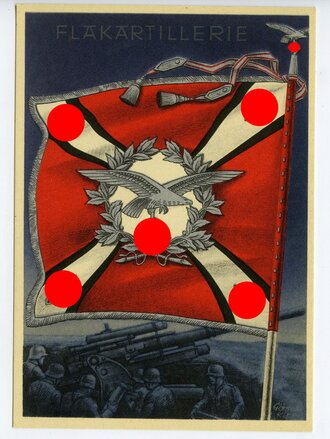 Ansichtskarte "Die siegreichen Fahnen und Standarten der Deutschen Wehrmacht - Flakartillerie"