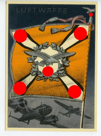Ansichtskarte "Die siegreichen Fahnen und Standarten der Deutschen Wehrmacht - Luftwaffe"