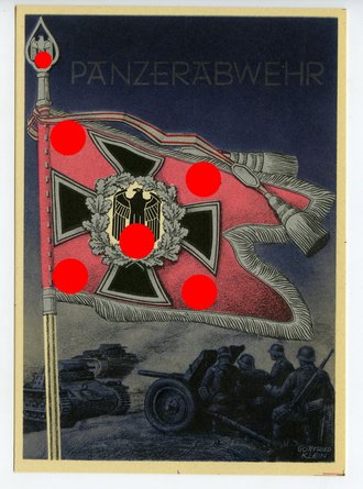 Ansichtskarte "Die siegreichen Fahnen und Standarten der Deutschen Wehrmacht - Panzerabwehr"